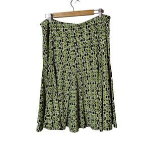 Apt 9 Y2K Women's Sz L Green Brown Geometric Slinky A Line Flare Skirt Stretchy